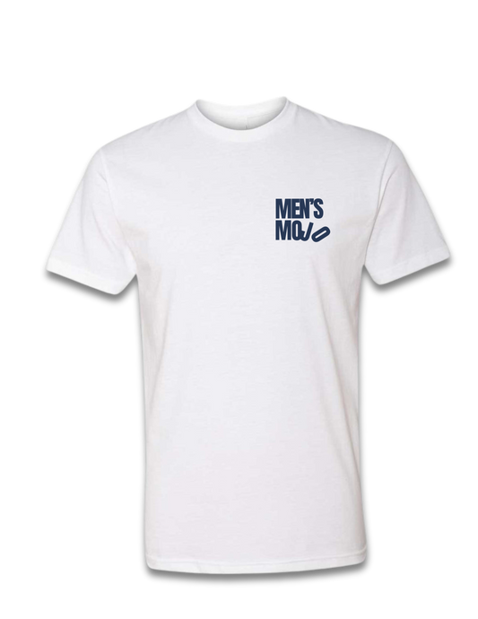 Men's Mojo Short Sleeve Tee Shirt White With Black Letters